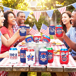 Enfriador de Latas Patriótico Impermeable y Aislado para el 4 de Julio, Funda para Bebidas con Logotipo Personalizado, Enfriador para Fiestas - Product Image 5