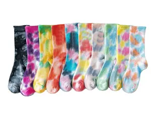 Spring and autumn mid-cell cotton tie-dye gradient color street ins fashion sports personality female socks