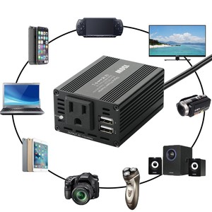 Convertisseur d'énergie pour véhicule 150W à onde sinusoïdale pure 12V vers 110V/220V avec double port USB et refroidissement par ventilateur pour utilisation automobile - Product Image 2