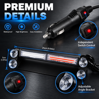 Feu de signalisation d'urgence LED COB bleu 12V-24V pour pare-brise de voiture, clignotant stroboscopique pour rénovation/amélioration