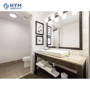 High Quality Mdf Country Inn And Suites Bathroom Vanity Custom Furniture Hotel