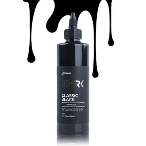 Spark grosir 8 OZ 240 ML tato pigmen kulit tubuh warna hitam menakjubkan sementara tinta tato hitam Amerika