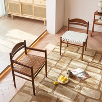 Chaise de restaurant en bois massif, meubles en rotin naturel, chaise de salle à manger en cuir