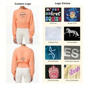 Sweat à capuche personnalisé pour femmes Sweat-shirts à capuche décontractés pour femmes Pull-over Crop Top Oversize Sweats à capuche pour femmes en vrac - Product Image 4