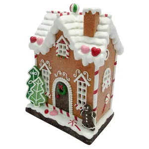 Casa de resina con pintura hecha a mano, decoración navideña de alta calidad, venta al por mayor