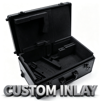 Valise trolley en aluminium noir personnalisée avec roulettes, poignée télescopique et EVA découpé, valise en aluminium à roulettes avec couvercle alvéolé