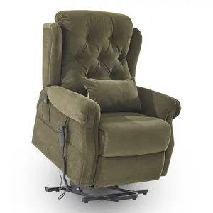 CJSmart Home Lay-Silla reclinable de elevación plana, sillón reclinable de doble motor para ancianos, sofá eléctrico con masaje térmico, 2 bolsillos laterales
