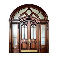 Villa de luxe porte d'entrée extérieure personnalisé en bois massif hall d'hôtel porte en verre personnalisé principal double portes en bois sculpté