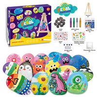Kit d'art de peinture sur galets DIY pour enfants, ensemble de graffitis sur roche avec marqueurs acryliques, mini chevalet, arts et artisanat, cadeau de vacances