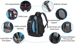 Logo personnalisé meilleur étanche 23 50 75 poches outil sac à dos lourd pour électricien technicien Construction bricoleurs - Product Image 3