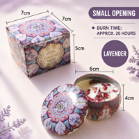 Bougie d'aromathérapie en cire de soja aux fleurs séchées, sans fumée, dans un pot métallique, pour la maison, la chambre, les fêtes, et comme coffret cadeau d'anniversaire