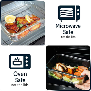 Thủy tinh thực phẩm lưu trữ thủy tinh bữa ăn chuẩn bị container nướng thiết lập với khóa nắp - Product Image 3