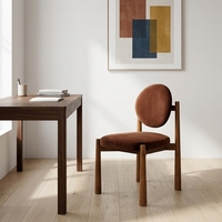 Chaise de salle à manger contemporaine en bois massif de qualité commerciale, faite à la main, avec dossier rembourré en velours, chaise de salon pour hôtel et restaurant, tube métallique