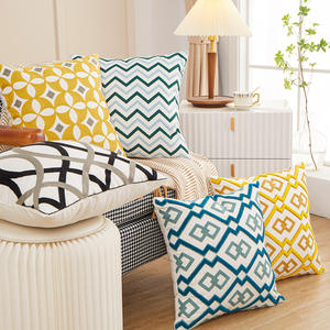 Romantic Towel Embroidered Cushion Cover Pink Green Leaves 18x18 Inch Farmhouse <strong>Floral</strong> <strong>Pillowcase</strong> for Living Room Sofa Bed - Product Image 4