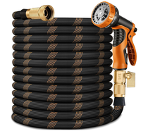 Tuyau d'arrosage extensible Flexi Hose avec buse à 10 fonctions, 100 pieds - Tuyau d'arrosage rétractable léger, noyau en latex