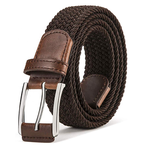 Su misura di alta qualità <span class=keywords><strong>marrone</strong></span> scuro elastico elasticizzato <span class=keywords><strong>cintura</strong></span> da caffè tela intrecciata cinture per gli uomini - Product Image 4