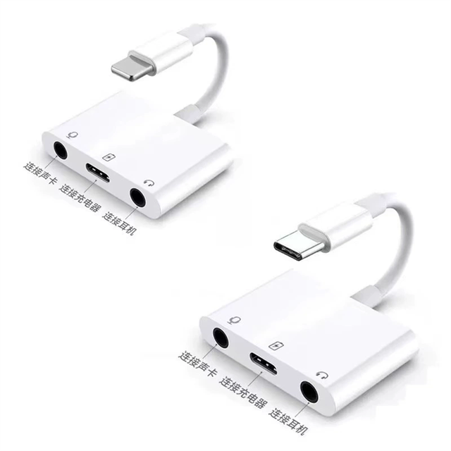 External Sound Card 3in1 Type-C to 3.5mm Earphone Adapter