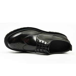 Chaussures en cuir pour hommes 2026 à semelle épaisse, doublure en cuir de vachette, semelle rehaussante à trois couches, style brogue britannique brillant, décontractées et habillées - Product Image 3