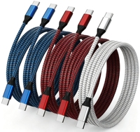 Câble USB 2.0 Type-C vers Type-C de 0,5 m, charge rapide 3A, conducteurs en cuivre pur, gaine en nylon tressé PVC, pour ordinateur Android