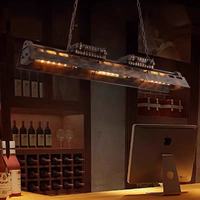 Luminaire suspendu vintage industriel steampunk, couleur bronze vieilli, abat-jour en forme de barquette, ampoules à filament, dessus à fentes pour restaurant, bar, cuisine