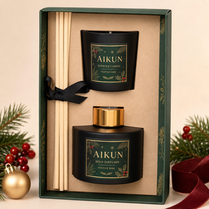 Aikun Green Window Box Retail Display Custom Packaging Bulk Order Reed Diffuser Room <b>Spray</b> Candle Gift Set for Holiday Gifting - Product Image 3