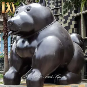 Estatua de animal de bronce, escultura de gato gordo, estatua