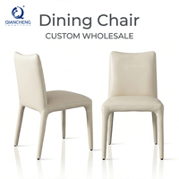 Chaise de salle à manger en cuir PU avec assise enveloppante et pieds entièrement rembourrés, structure en acier carbone, chaise d'appoint pour la maison, l'hôtel, le restaurant, l'usine
