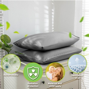 Taie d'oreiller conductrice en coton et fibres d'argent, tissée, respirante, avec motif brodé, pour usage domestique et hôtelier - Product Image 1