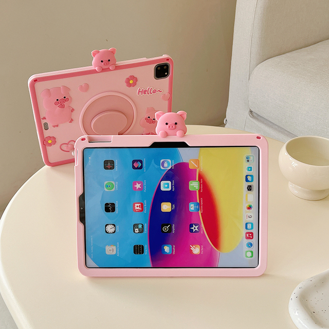 Pink Tablet Case for iPad Mini 7 2024 A17 Pro 8.3 Inch Case for Girls for iPad Mini 6 2021 Silicon Cute Cartoon Case