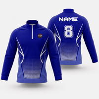 Kaos Olahraga Lengan Panjang Setengah Resleting Custom, Jersey Resleting Seperempat, OEM ODM Pakaian Tim, Pakaian Atletik Sublimasi