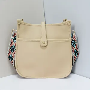 Bolsa de ombro de couro pu feminina, design simples