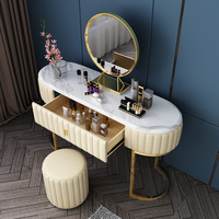 Miroir de coiffeuse moderne éclairé et extensible en bois massif et acier inoxydable pour chambre, appartement, hôtel, mobilier de maquillage