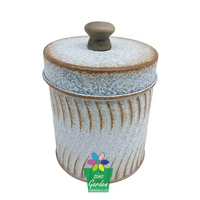 Vente en gros Ensembles de bidons Stockage galvanisé Bocaux de bouteille de nourriture Boîte en métal Petit pot de fleurs en étain avec couvercle