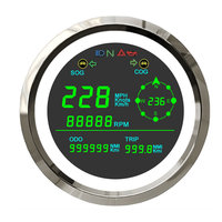 Speedometer GPS Digital LCD Penuh 85mm dengan Total Odometer untuk Sepeda Motor Kendaraan Truk Kapal Dengan Bezel Baja Tahan Karat 316