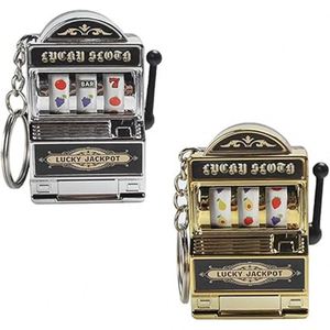 Llavero de máquina tragamonedas miniatura con mecanismo de funcionamiento, recuerdo de Las Vegas, amuleto de la suerte con efecto jackpot, venta al por mayor - Product Image 1