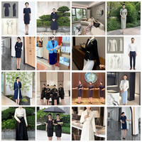 Ensembles de costumes professionnels pour femmes, séchage rapide, motif uni, tenue de bureau, uniforme de pilote en polyester, OEM ODM