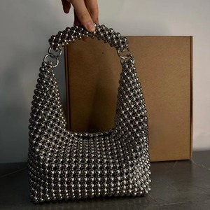 Sac Tendance 2026 Hot Selling Retro <b>Silver</b> Beaded Woven <b>Clutch</b> Bag Evening Bags Bolsas Para Mujer - Product Image 3