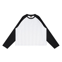 T-shirt décontracté à manches longues et courtes en polyester 220 g/m² pour homme, coupe ample, style streetwear, color block et rayures