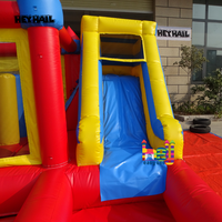 Château gonflable commercial en PVC arc-en-ciel avec toboggan et petite fosse à balles 13x12,5 pieds pour fêtes et événements