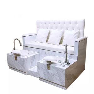 Meuble de Salon de beauté simple, deux places, Station de pédicure, banc de luxe moderne, blanc - Product Image 1