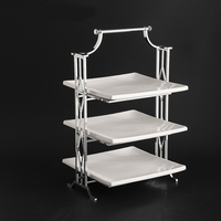 Support à gâteaux créatif en acier inoxydable à trois niveaux, présentoir de table de dessert pour buffet, support à pâtisseries et snacks pour le thé de l'après-midi