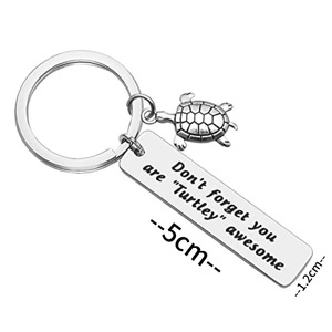 Llavero de Acero Inoxidable Grabado con Tortuga de Viaje, Etiqueta Inspiradora con Encanto de Tortuga 3D, Anillo para Llaves de Metal Pulido para Viajeros - Product Image 2