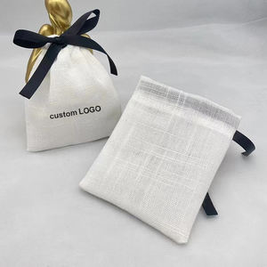Venta al por mayor logotipo personalizado bolsa de algodón de bambú blanco puro bolsa de embalaje con cordón de cuentas bolsas de almacenamiento de jabón de lavandería pequeñas bolsas de joyería - Product Image 3