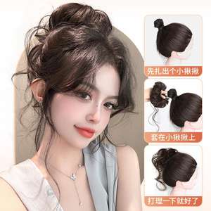 Pelucas Xingyuan, peluca alta con moño, cabello largo y rizado con flequillo lateral para mujeres, postizo de cabello sintético para cualquier forma de rostro - Product Image 2