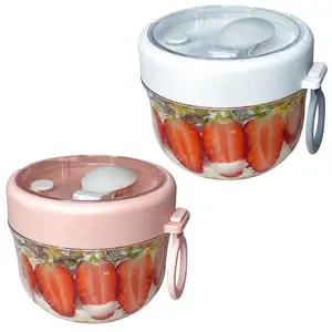 Контейнер для хранения овощных и фруктовых салатов, 20 унций, контейнер для овсяных хлопьев с крышкой и ложкой