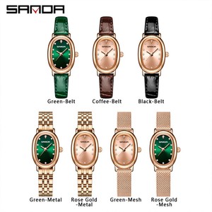 นาฬิกาข้อมือควอตซ์ผู้หญิง Sanda 1119 รุ่นคลาสสิคเรโทร หน้าปัดรูปไข่ประดับเพชร ดีไซน์หรูหรา เหมาะสำหรับใช้ในชีวิตประจำวัน - Product Image 2
