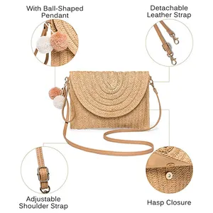 Summer National Ethnic Style Hot Sell Wholesale Straw Beach Bags Cotton Straw Bag