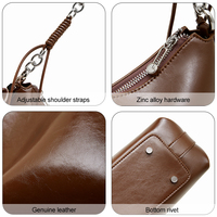 Sac à bandoulière en cuir véritable, original, personnalisé, tendance 2026, vintage, grande capacité, forme croissant, pour femme, fabrication OEM