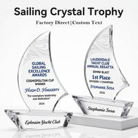 Trophée Bateau à Voile en Cristal K9 Personnalisé, Grande Surface de Gravure, Base en Cristal Transparent, Récompense pour les Performances Professionnelles et l'Excellence