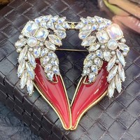 Ailes de luxe coeur broches pour femmes strass émail beauté grand amour broche broches cadeaux